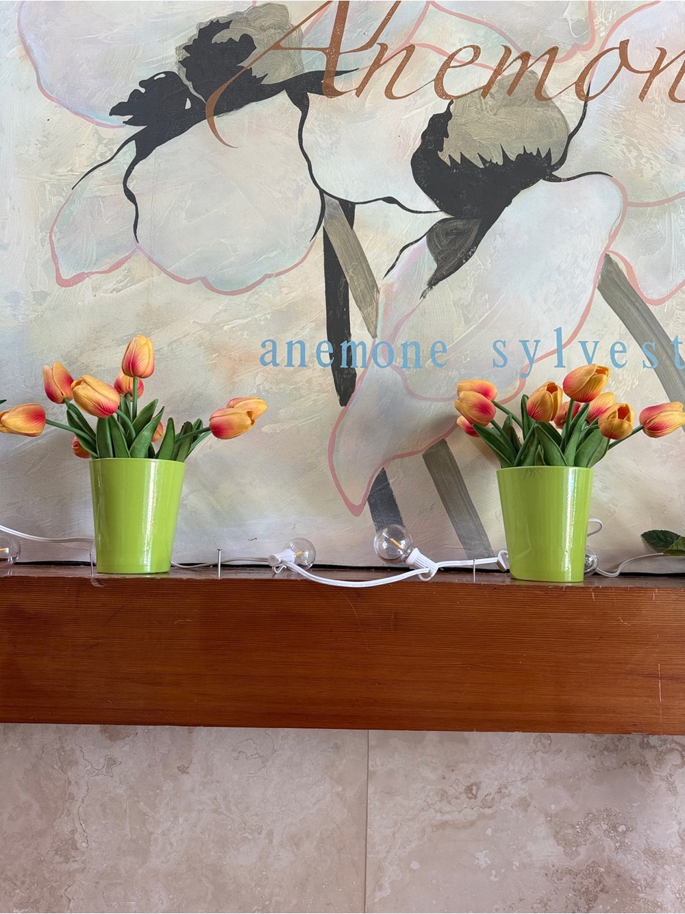 Green Tulip Planter Pair with Orange Tulip Accents - Picture 1 of 4